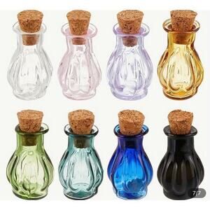 8pcs - 8 colors Miniature Glass Bottles‎ with Cork Stoppers Empty Wishing